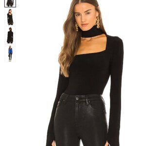 Norma Kamali Long Sleeve Sweetheart Turtle Top in Black